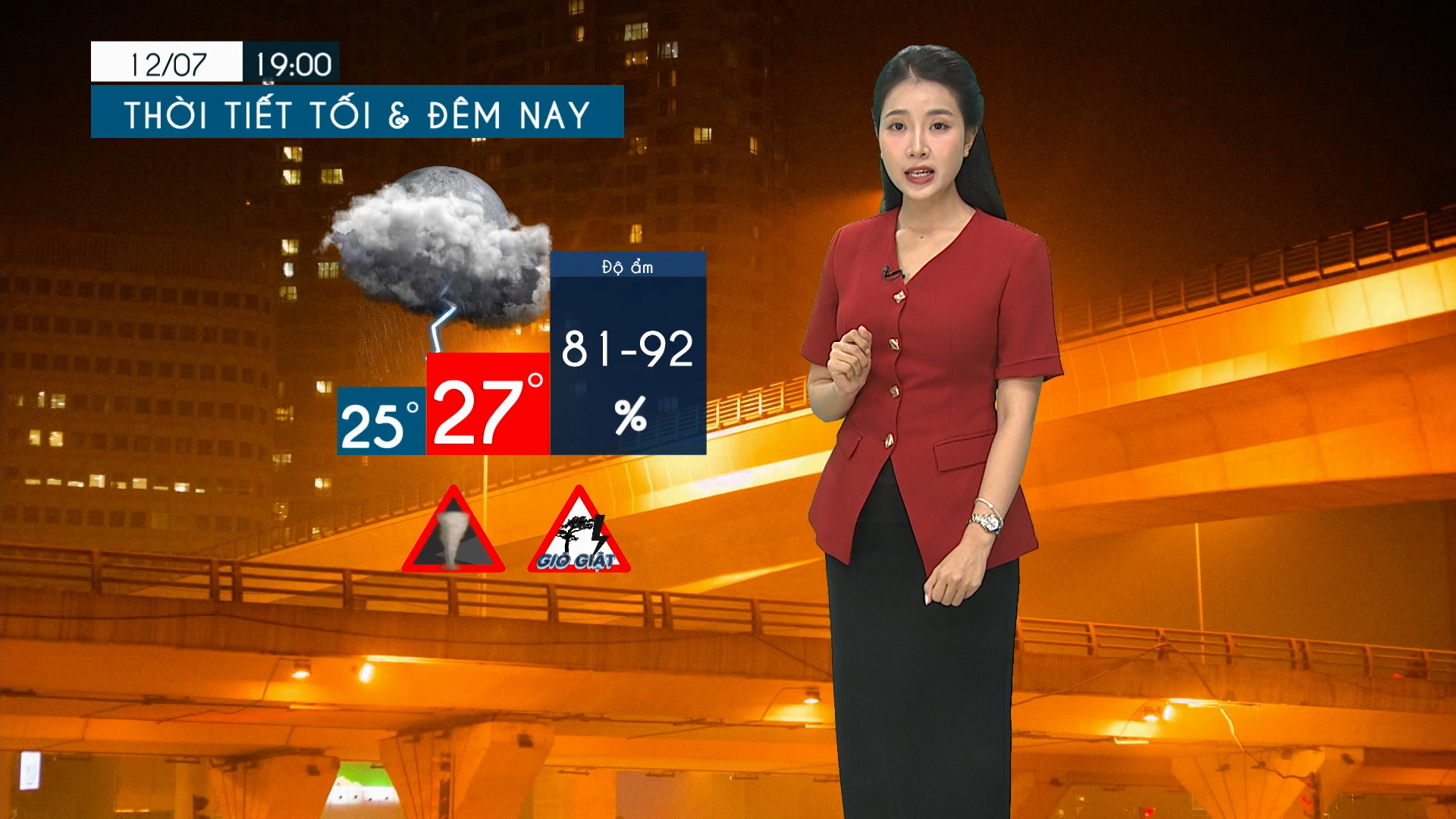 Dự báo thời tiết tối | 12/07/2025