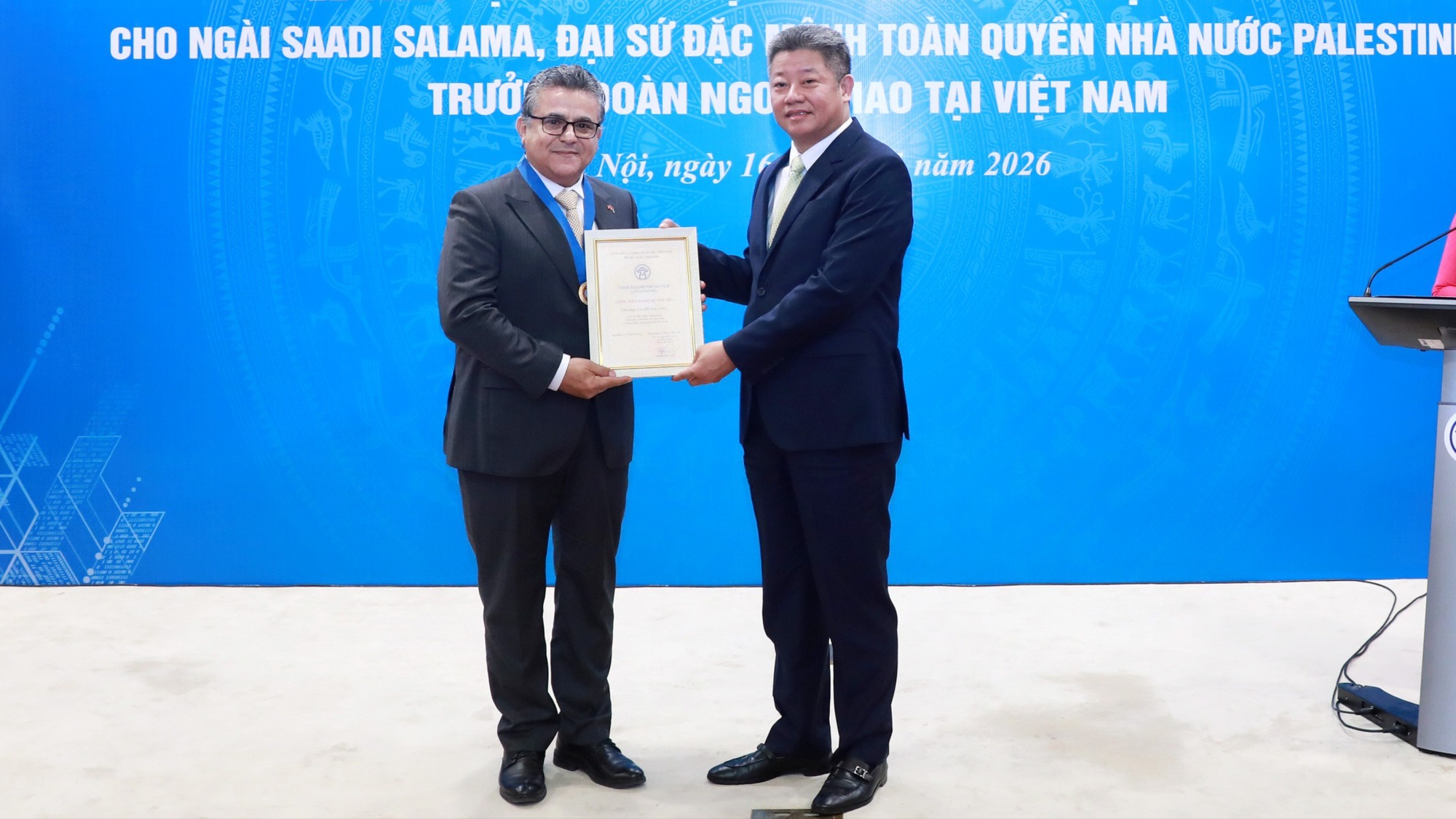 Đại sứ Palestine là Công dân danh dự Thủ đô Hà Nội 