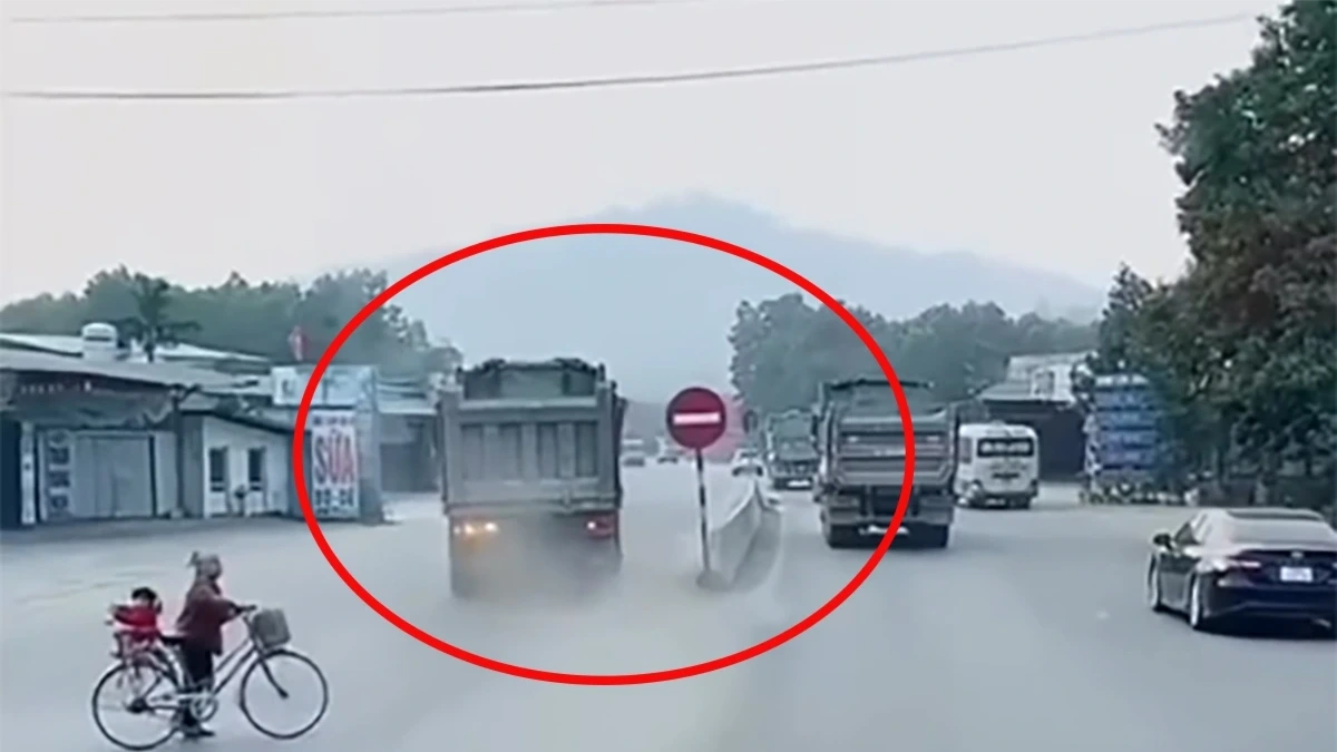 Xử phạt xe tải đi ngược chiều ở Hà Nội