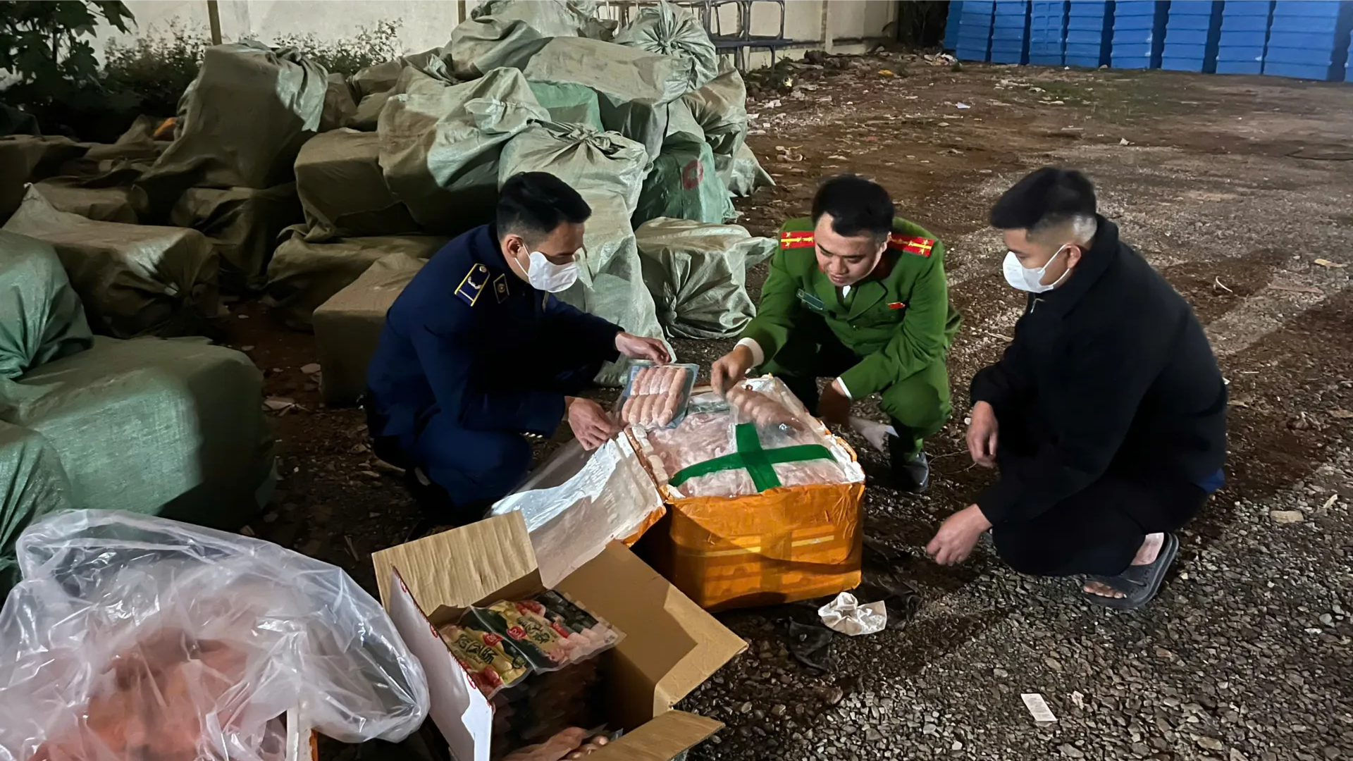 Bắt giữ 10 tấn thực phẩm đông lạnh không rõ nguồn gốc