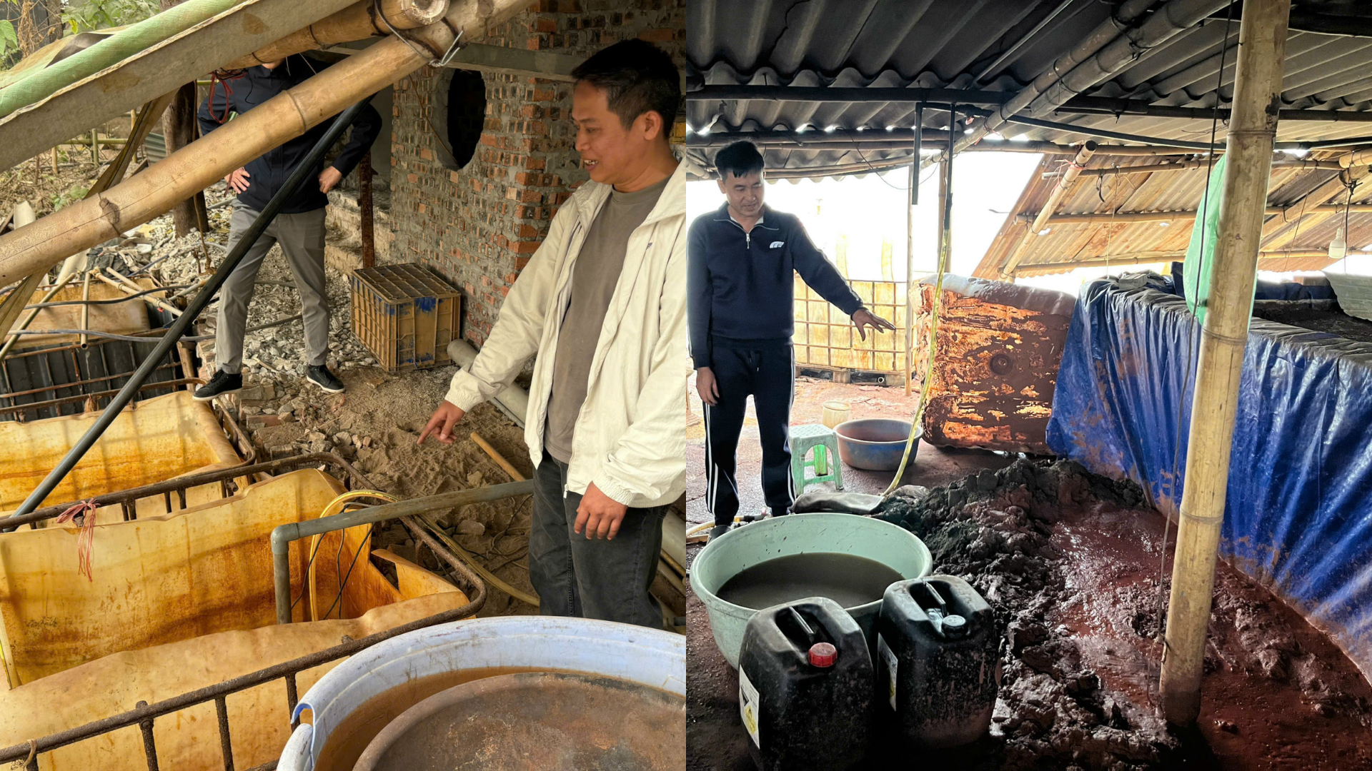 Triệt phá hai xưởng xả trộm gần 7 tấn chất thải ra sông Đuống