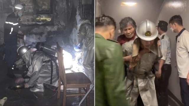 Kịp thời cứu 3 người mắc kẹt trong đám cháy tại Ecohome 1