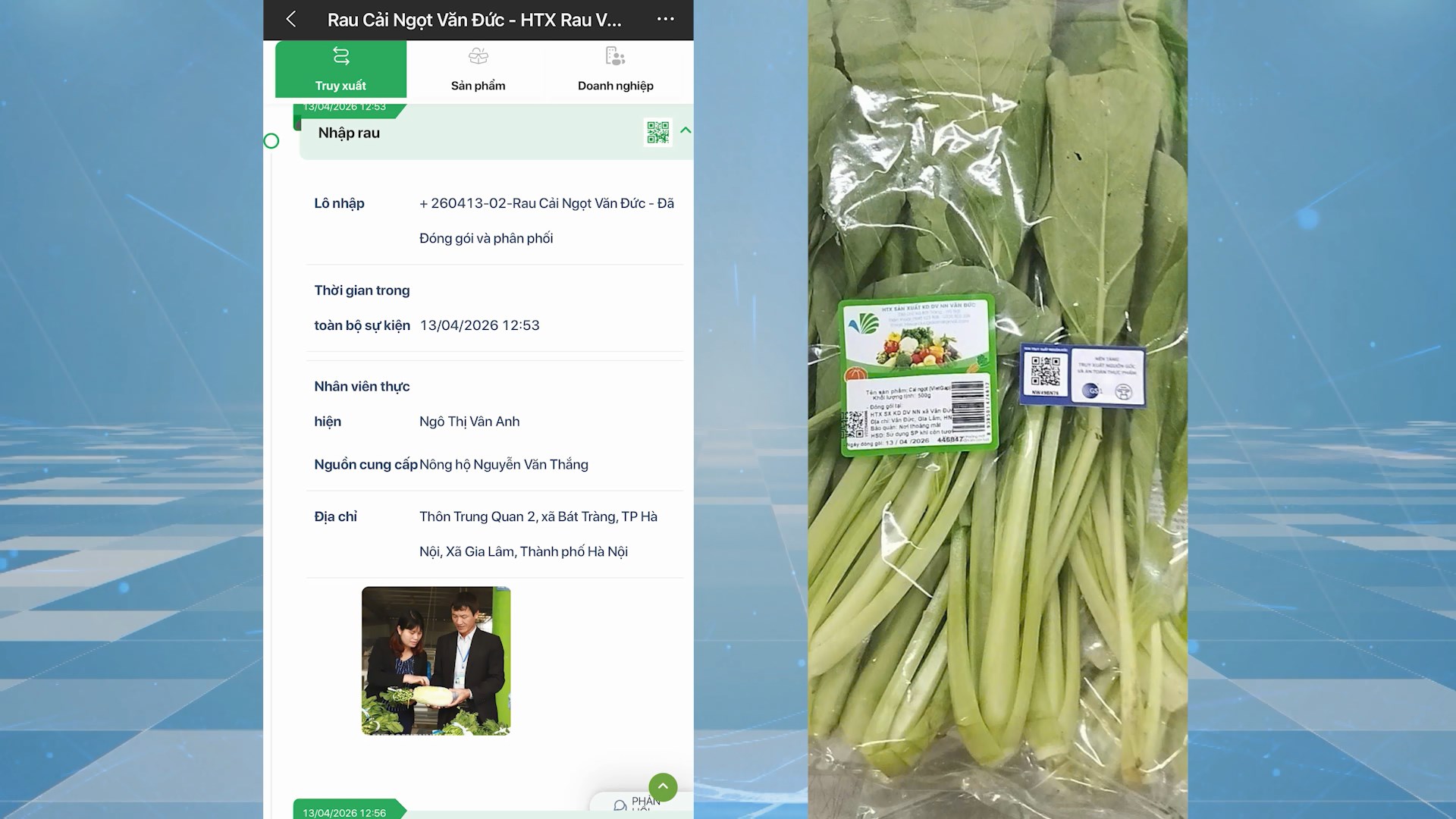 Truy xuất nguồn gốc tại vùng sản xuất rau