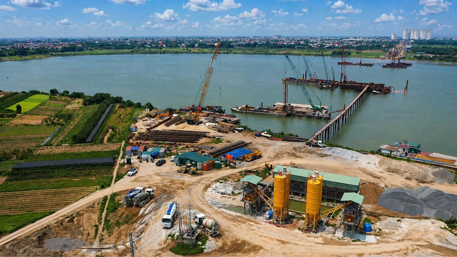 Dự án cầu Ngọc Hồi đang được đẩy nhanh tiến độ