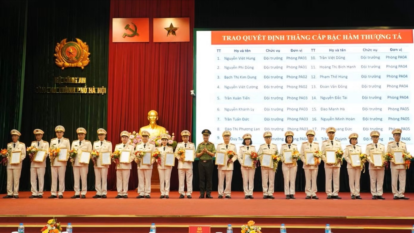 Công bố quyết định thăng cấp bậc hàm thượng tá đối với 146 đồng chí