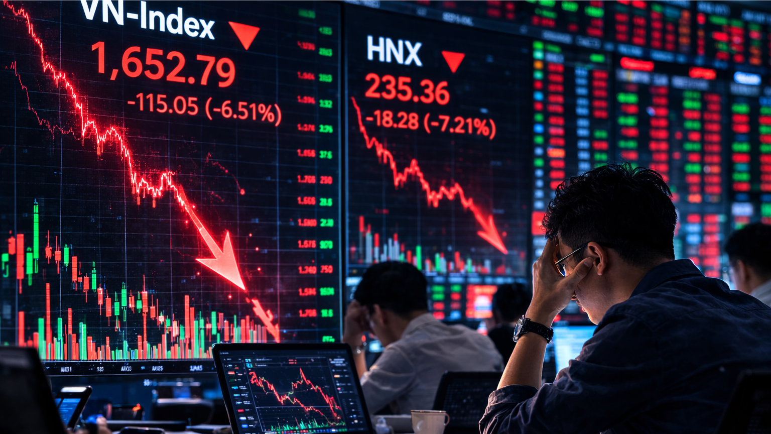 Áp lực bán cuối phiên gia tăng, VN-Index giảm hơn 10 điểm