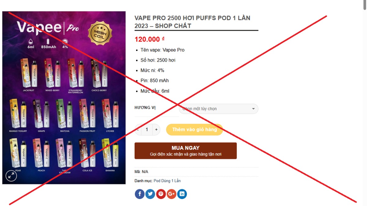Vượt lệnh cấm, thuốc lá điện tử vẫn được bán trên chợ online