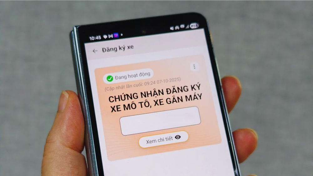 Nhận chứng nhận đăng ký xe điện tử qua VNeID, VNeTraffic