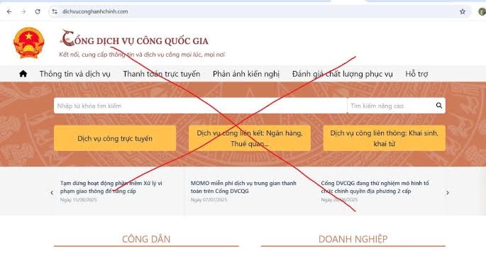 Công an cảnh báo người dân truy cập 'dichvuconghanhchinh.com'
