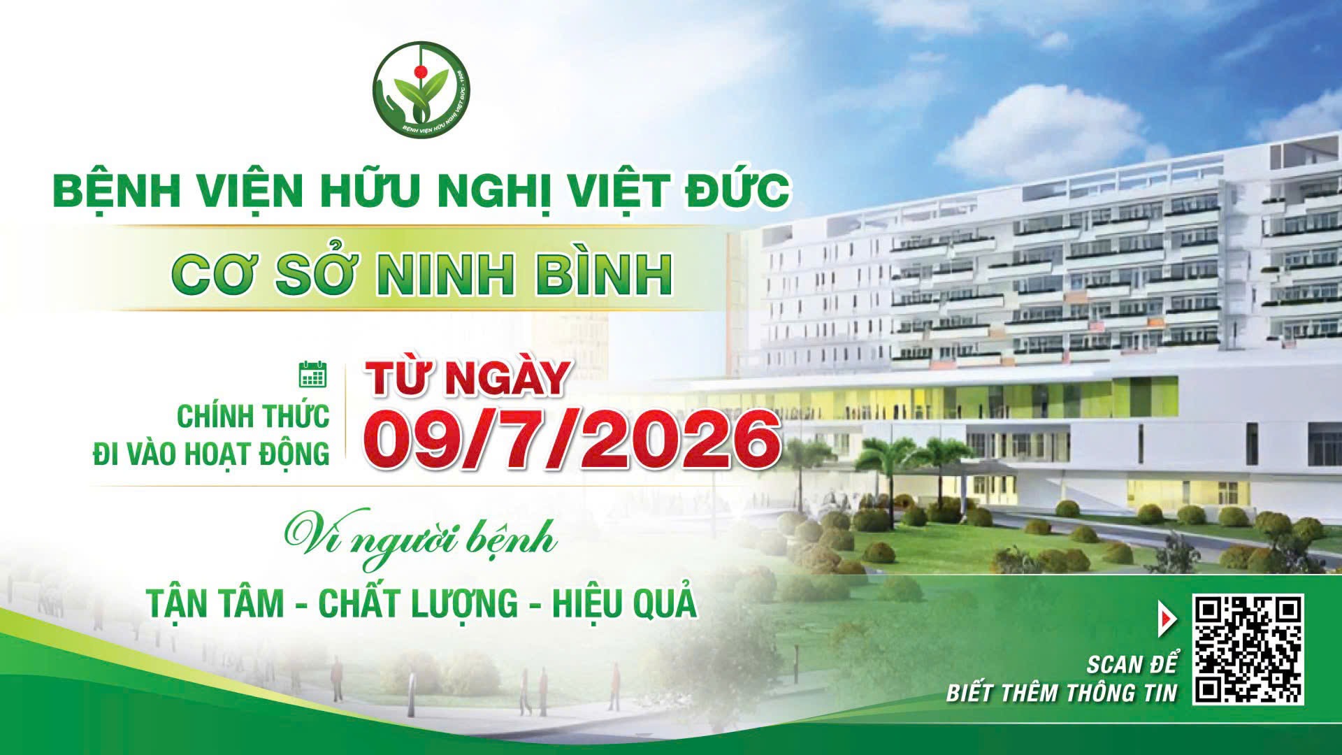 Bệnh viện Hữu nghị Việt Đức cơ sở Ninh Bình sẽ đón người bệnh vào ngày 9/7