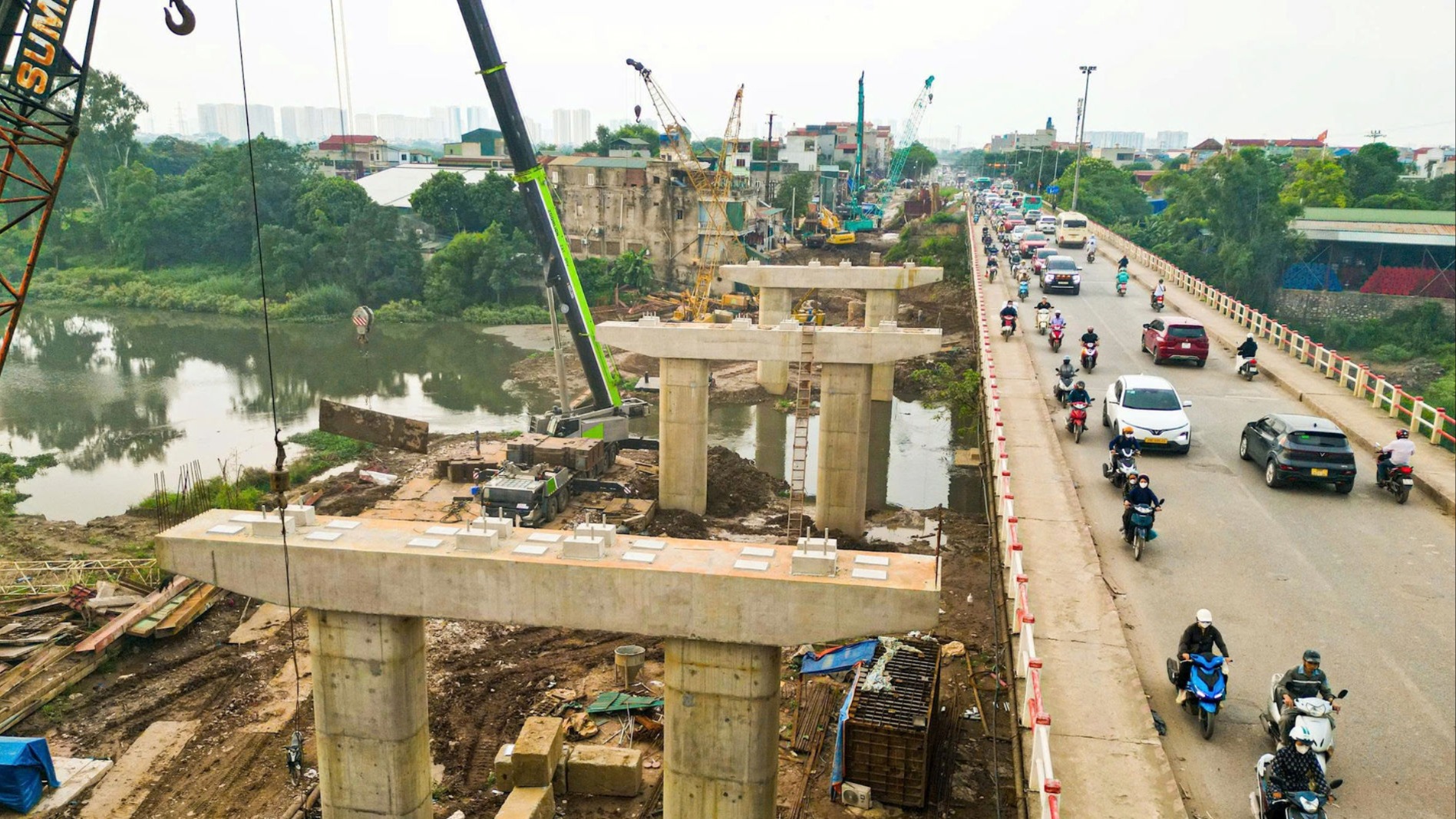 Hà Nội đẩy nhanh tiến độ thi công cầu Mai Lĩnh