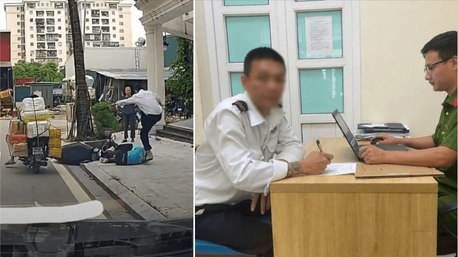 Công an phường Hoàng Mai triệu tập bảo vệ hành hung tài xế xe ôm