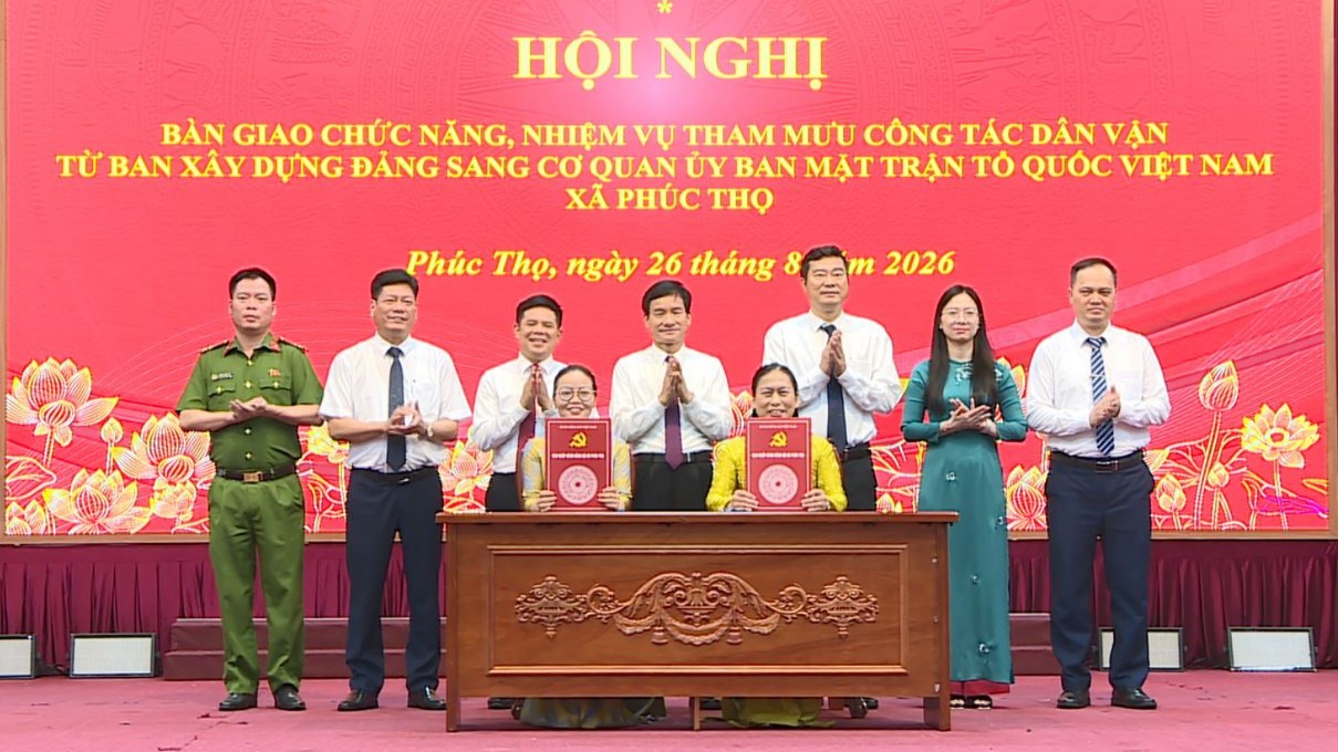 Xã Phúc Thọ bàn giao chức năng tham mưu công tác dân vận