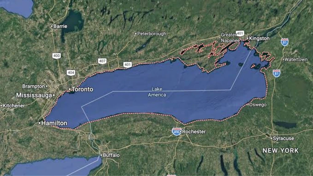 Google Maps đổi tên Hồ Ontario thành 'Hồ Mỹ'