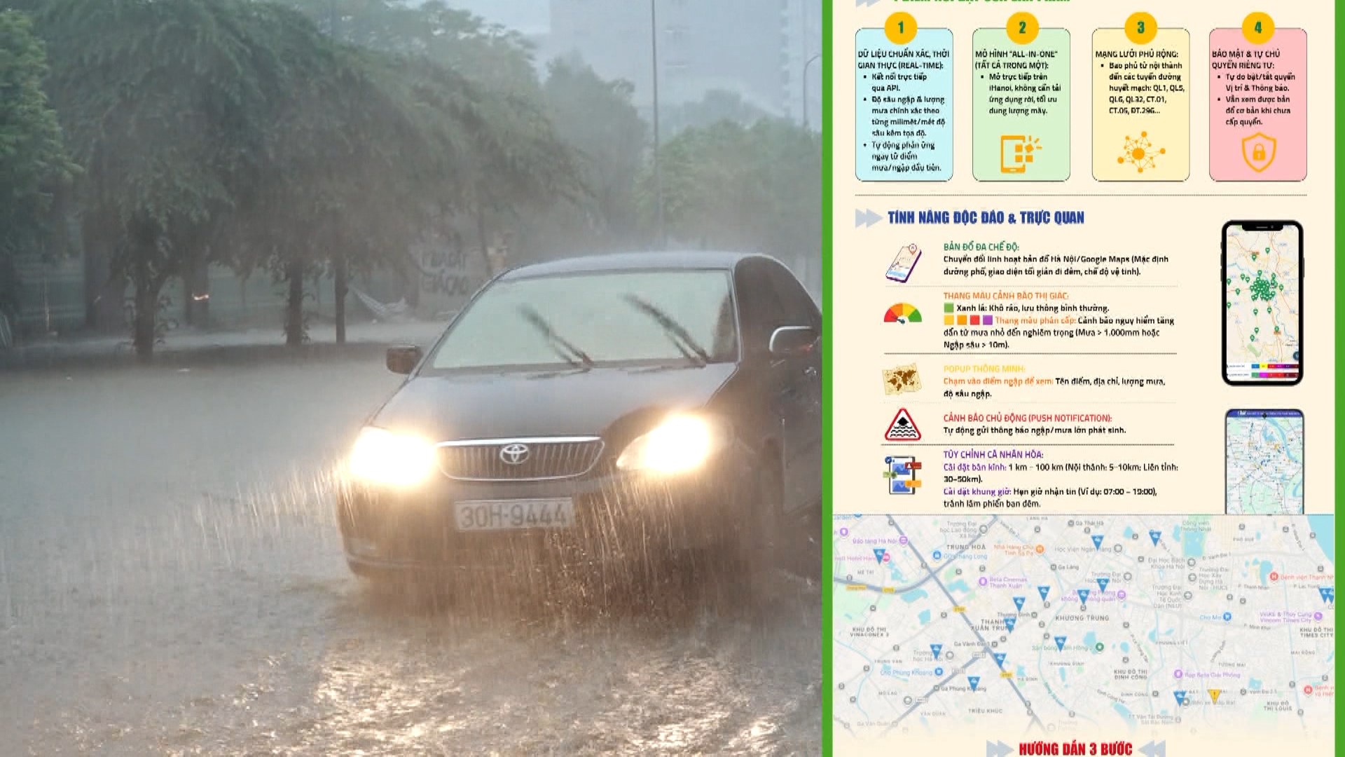 Hà Nội ra mắt mini app 'bản đồ mưa ngập' trên iHanoi