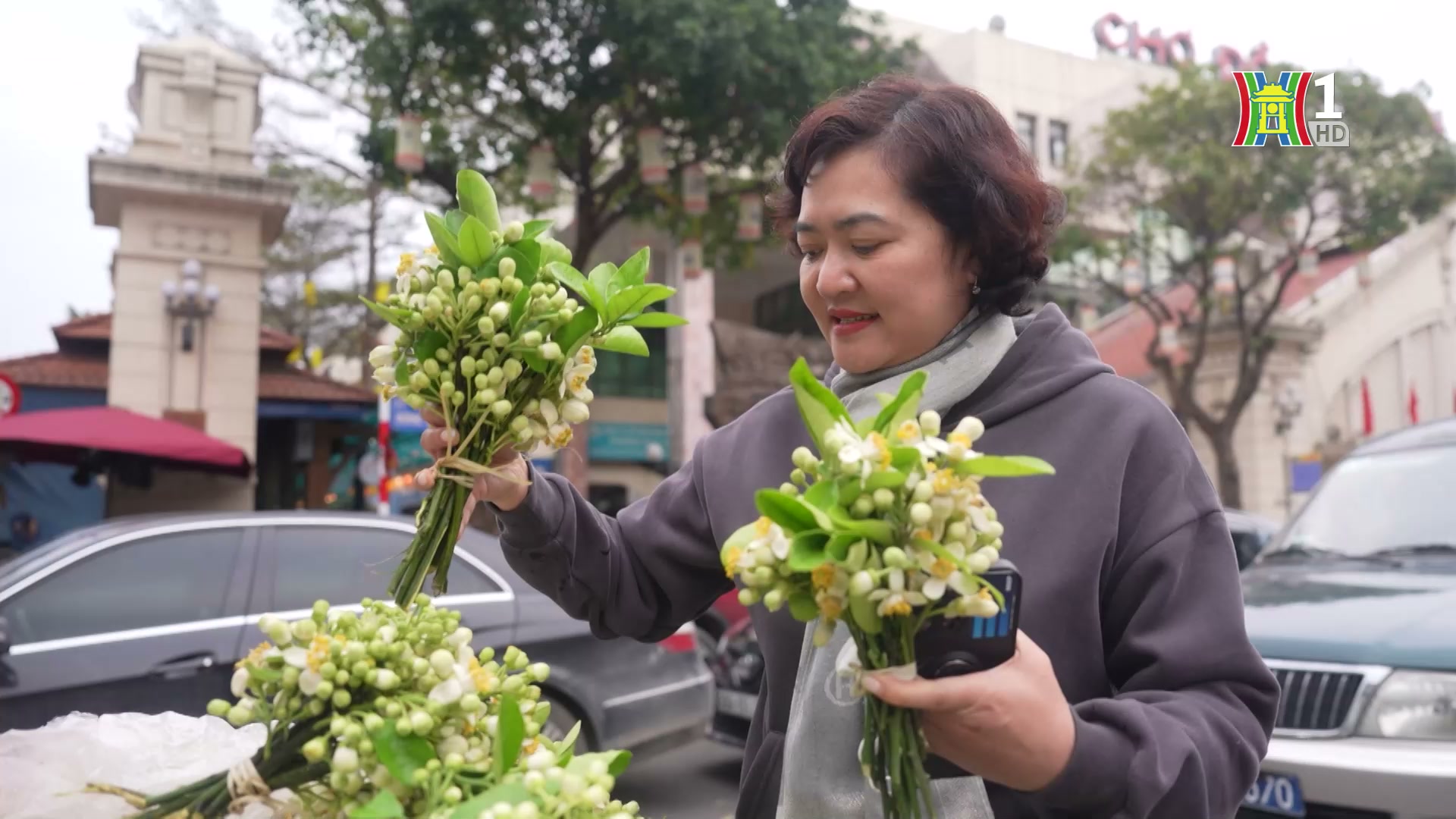 Hương hoa bưởi quyến rũ trên phố phường Hà Nội