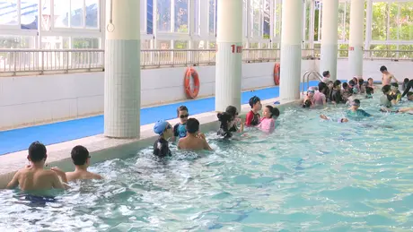 Các lớp học bơi thu hút thiếu nhi