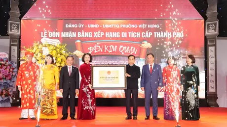 Đền Kim Quan đón Bằng xếp hạng di tích cấp thành phố