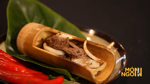Bò nướng ống tre
