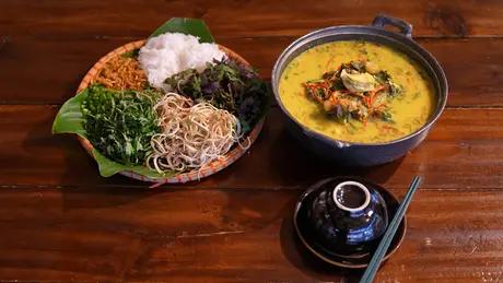 Cá lăng om chuối đậu