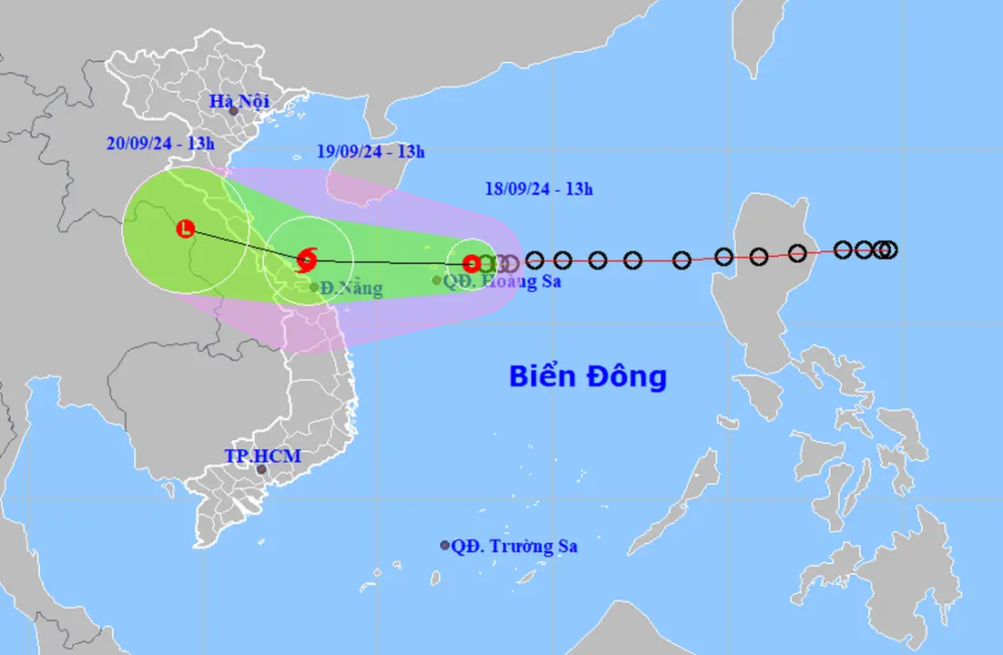 Hình ảnh đường đi và vị trí của áp thấp nhiệt đới. Nguồn: TTDBKTTVQG