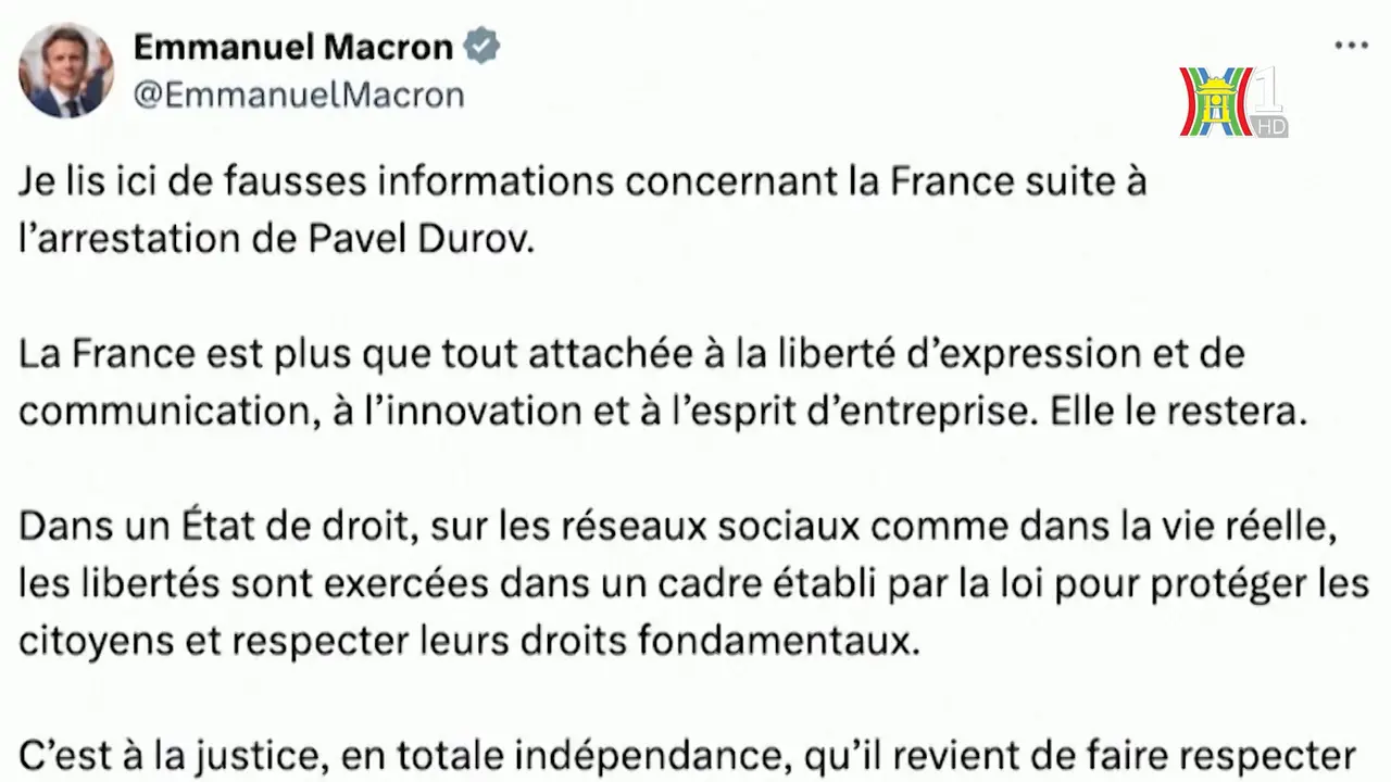 Tổng thống Pháp Emmanuel Macron lên tiếng phủ nhận việc bắt giữ ông Durov mang động cơ chính trị