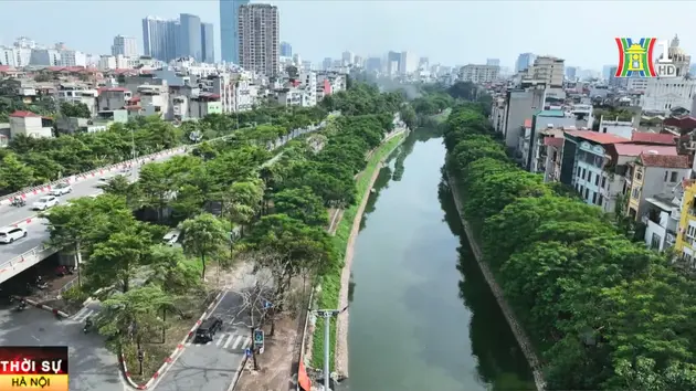 Sông Tô Lịch đang chảy, nước xanh!
