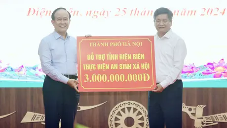 Thành phố Hà Nội hỗ trợ tỉnh Điện Biên hơn 6,5 tỉ đồng