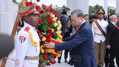 Tổng Bí thư, Chủ tịch nước Tô Lâm đặt vòng hoa tại Đài tưởng niệm Anh hùng dân tộc Jose Marti