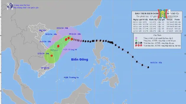 Bão số 7 suy yếu khi vào gần đất liền