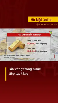 Giá vàng trong nước tiếp tục tăng