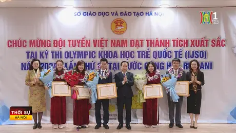 Đón đoàn học sinh đạt Olympic khoa học trẻ quốc tế