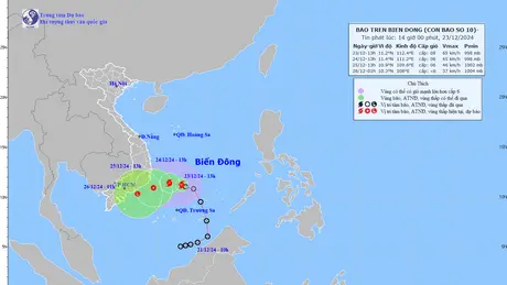 Áp thấp nhiệt đới mạnh lên thành bão số 10