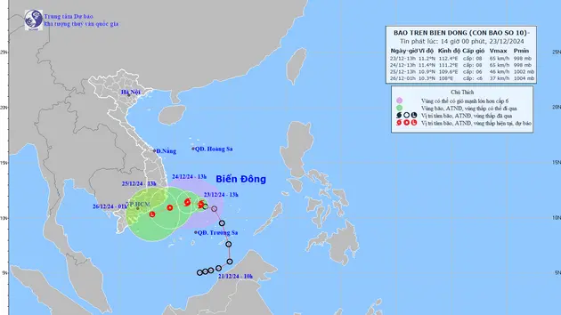 Áp thấp nhiệt đới mạnh lên thành bão số 10