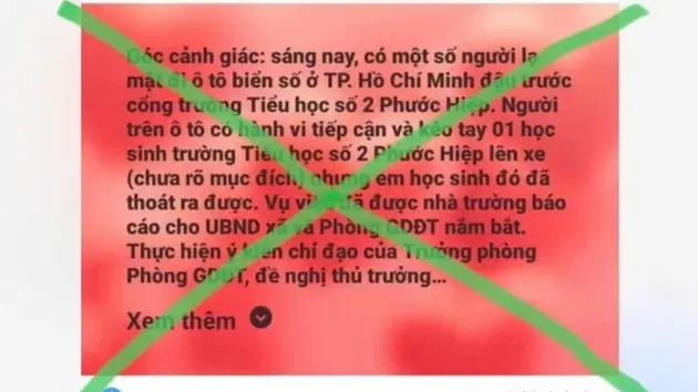 Thông tin học sinh bị bắt cóc tại Bình Định là sai sự thật