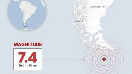 Động đất mạnh 7,4 độ ngoài khơi Argentina và Chile