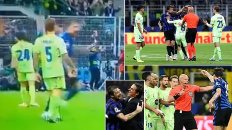 Tình huống gây tranh cãi ở trận Inter Milan - Barcelona