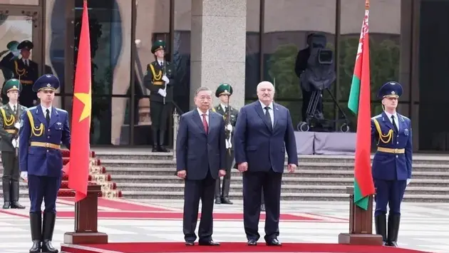 Lễ đón chính thức Tổng Bí thư Tô Lâm thăm cấp Nhà nước Belarus