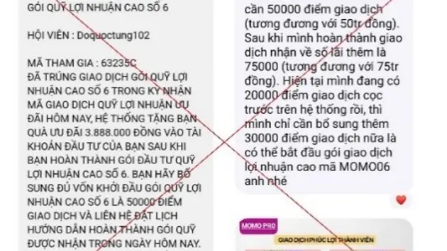 Cảnh báo lừa đảo khi đầu tư qua MoMo Pro giả mạo