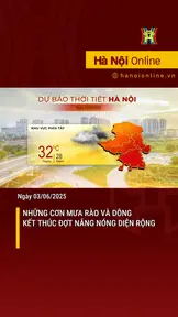 Mưa rào và dông kết thúc đợt nắng nóng diện rộng