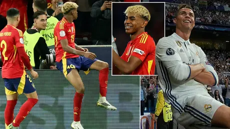 Lamine Yamal tái hiện màn ăn mừng của Cristiano Ronaldo