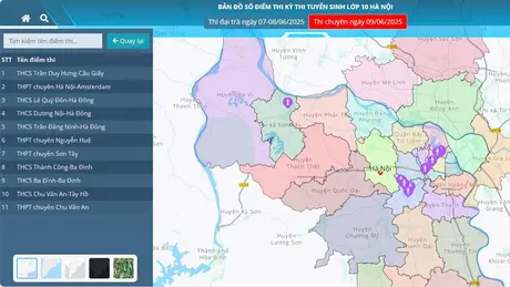 Hà Nội sẽ sử dụng bản đồ số về các điểm thi tốt nghiệp THPT